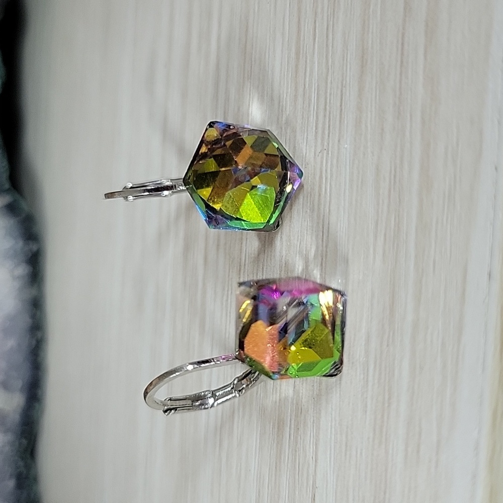 Prismatic Cube Drop Earrings - Picture 6 of 7